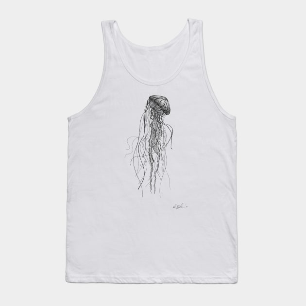 Jellyfish - Original Pen and Ink Artwork Tank Top by InletGoodsCo